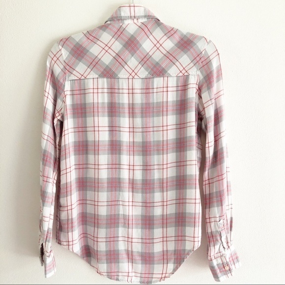 Aeropostale Plaid Flannel Button Down Pink Gray Size Small - Picture 4 of 6